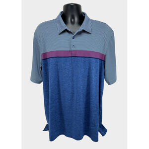 Vineyard Vines Polo Shirt Blue Striped Color Block Size XL Golf Performance Prep